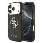 Guess PU Leather 4G Metal Logo Gold Frame Black iPhone 17 Pro Tok