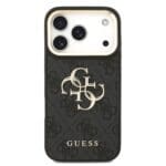 Guess PU Leather 4G Metal Logo Gold Frame Black iPhone 17 Pro Tok
