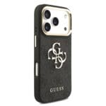 Guess PU Leather 4G Metal Logo Gold Frame Black iPhone 17 Pro Tok