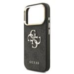 Guess PU Leather 4G Metal Logo Gold Frame Black iPhone 17 Pro Tok