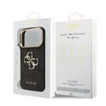 Guess PU Leather 4G Metal Logo Gold Frame Black iPhone 17 Pro Tok
