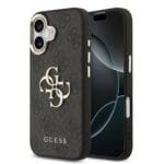 Guess PU Leather 4G Metal Logo Gold Frame Black iPhone 17 Tok