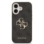 Guess PU Leather 4G Metal Logo Gold Frame Black iPhone 17 Tok