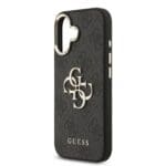 Guess PU Leather 4G Metal Logo Gold Frame Black iPhone 17 Tok