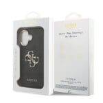 Guess PU Leather 4G Metal Logo Gold Frame Black iPhone 17 Tok