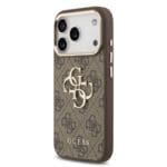 Guess PU Leather 4G Metal Logo Gold Frame Brown iPhone 17 Pro Max Tok