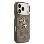Guess PU Leather 4G Metal Logo Gold Frame Brown iPhone 17 Pro Max Tok