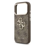 Guess PU Leather 4G Metal Logo Gold Frame Brown iPhone 17 Pro Tok