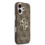 Guess PU Leather 4G Metal Logo Gold Frame Brown iPhone 17 Tok