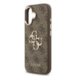 Guess PU Leather 4G Metal Logo Gold Frame Brown iPhone 17 Tok
