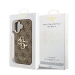 Guess PU Leather 4G Metal Logo Gold Frame Brown iPhone 17 Tok