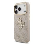 Guess PU Leather 4G Metal Logo Gold Frame Pink iPhone 17 Pro Tok