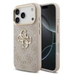 Guess PU Leather 4G Metal Logo Gold Frame Pink iPhone 17 Pro Tok