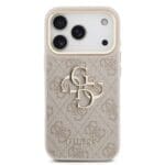 Guess PU Leather 4G Metal Logo Gold Frame Pink iPhone 17 Pro Tok