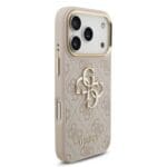 Guess PU Leather 4G Metal Logo Gold Frame Pink iPhone 17 Pro Tok