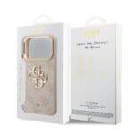 Guess PU Leather 4G Metal Logo Gold Frame Pink iPhone 17 Pro Tok