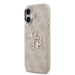 Guess PU Leather 4G Metal Logo Gold Frame Pink iPhone 17 Tok