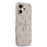 Guess PU Leather 4G Metal Logo Gold Frame Pink iPhone 17 Tok