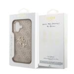 Guess PU Leather 4G Metal Logo Gold Frame Pink iPhone 17 Tok