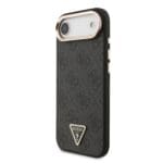 Guess PU Leather 4G Triangle Logo Gold Frame MagSafe Black iPhone 17 Air Tok