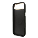 Guess PU Leather 4G Triangle Logo Gold Frame MagSafe Black iPhone 17 Air Tok