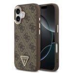 Guess PU Leather 4G Triangle Logo Gold Frame MagSafe Brown iPhone 17 Tok