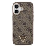 Guess PU Leather 4G Triangle Logo Gold Frame MagSafe Brown iPhone 17 Tok