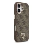 Guess PU Leather 4G Triangle Logo Gold Frame MagSafe Brown iPhone 17 Tok