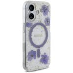 Guess Resin Flowers Glitter MagSafe Purple iPhone 16 Tok