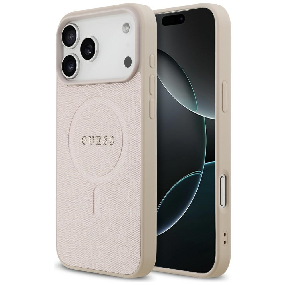 Guess Saffiano Classic Logo MagSafe Pink iPhone 17 Pro Max Tok