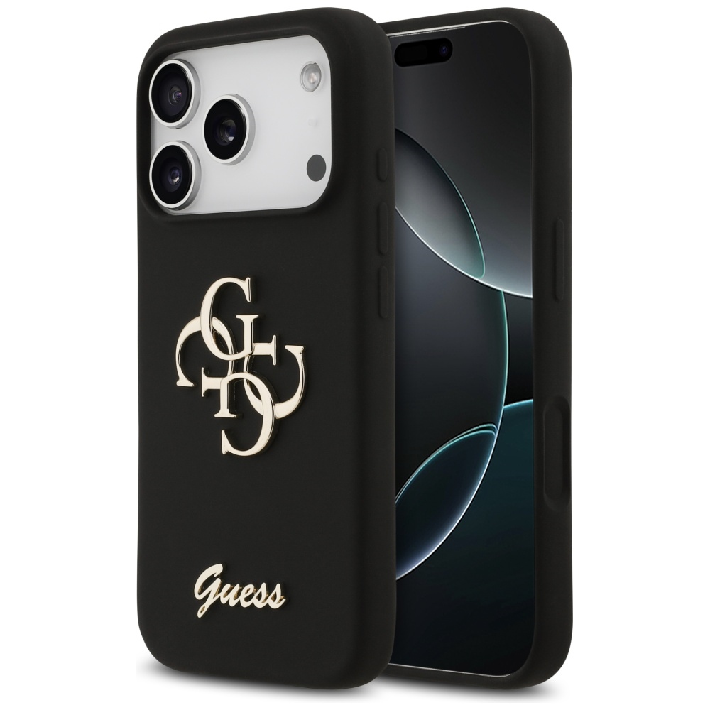 Guess Silicone Big 4G Script Black iPhone 17 Pro Tok