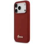 Guess Silicone Script Metal Logo MagSafe Magenta iPhone 17 Pro Tok
