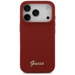 Guess Silicone Script Metal Logo MagSafe Magenta iPhone 17 Pro Tok