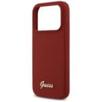 Guess Silicone Script Metal Logo MagSafe Magenta iPhone 17 Pro Tok