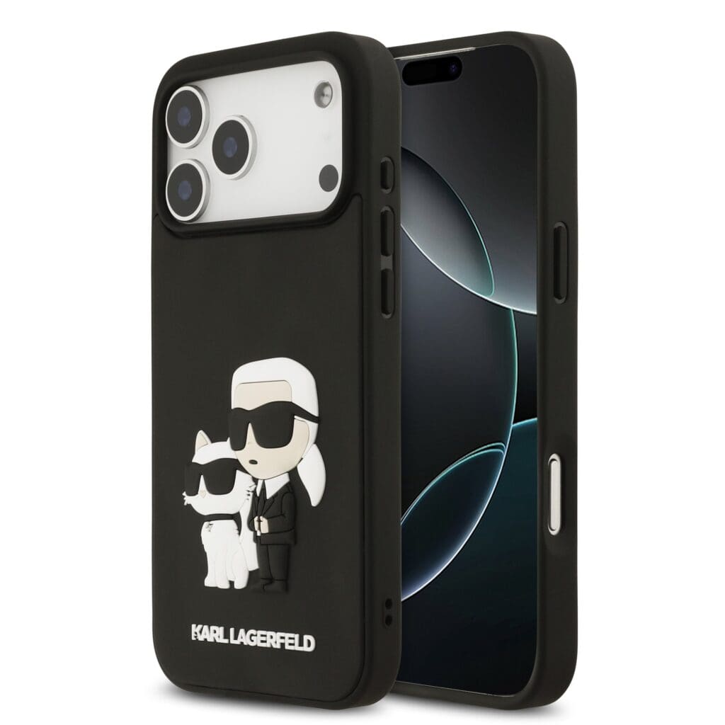 Karl Lagerfeld 3D Rubber Karl and Choupette Black iPhone 17 Pro Max Tok