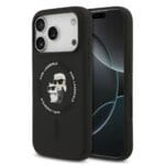 Karl Lagerfeld Liquid Silicone Karl and Choupette MagSafe Black iPhone 17 Pro Tok