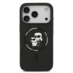 Karl Lagerfeld Liquid Silicone Karl and Choupette MagSafe Black iPhone 17 Pro Tok