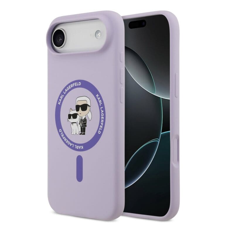 Karl Lagerfeld Liquid Silicone Karl and Choupette MagSafe Purple iPhone 17 Air Tok