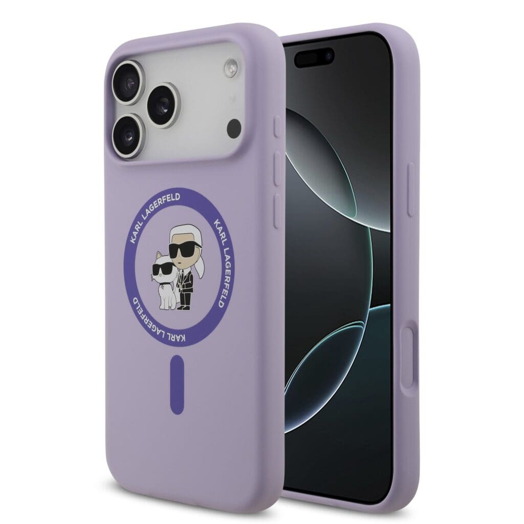 Karl Lagerfeld Liquid Silicone Karl and Choupette MagSafe Purple iPhone 17 Pro Max Tok