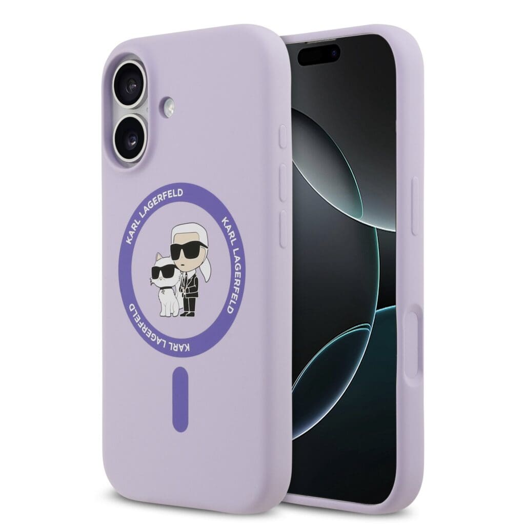 Karl Lagerfeld Liquid Silicone Karl and Choupette MagSafe Purple iPhone 17 Tok