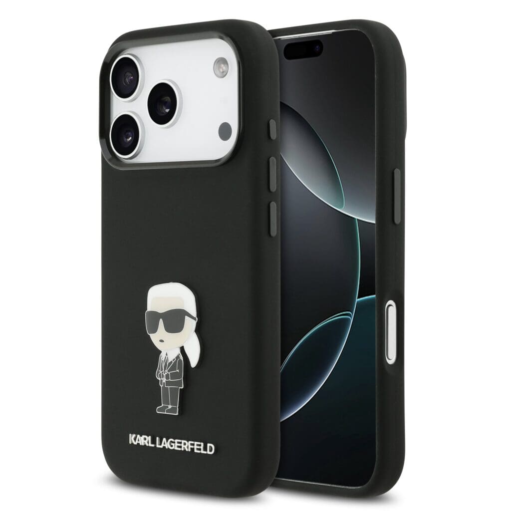 Karl Lagerfeld Liquid Silicone Metal Ikonik Black iPhone 17 Pro Tok