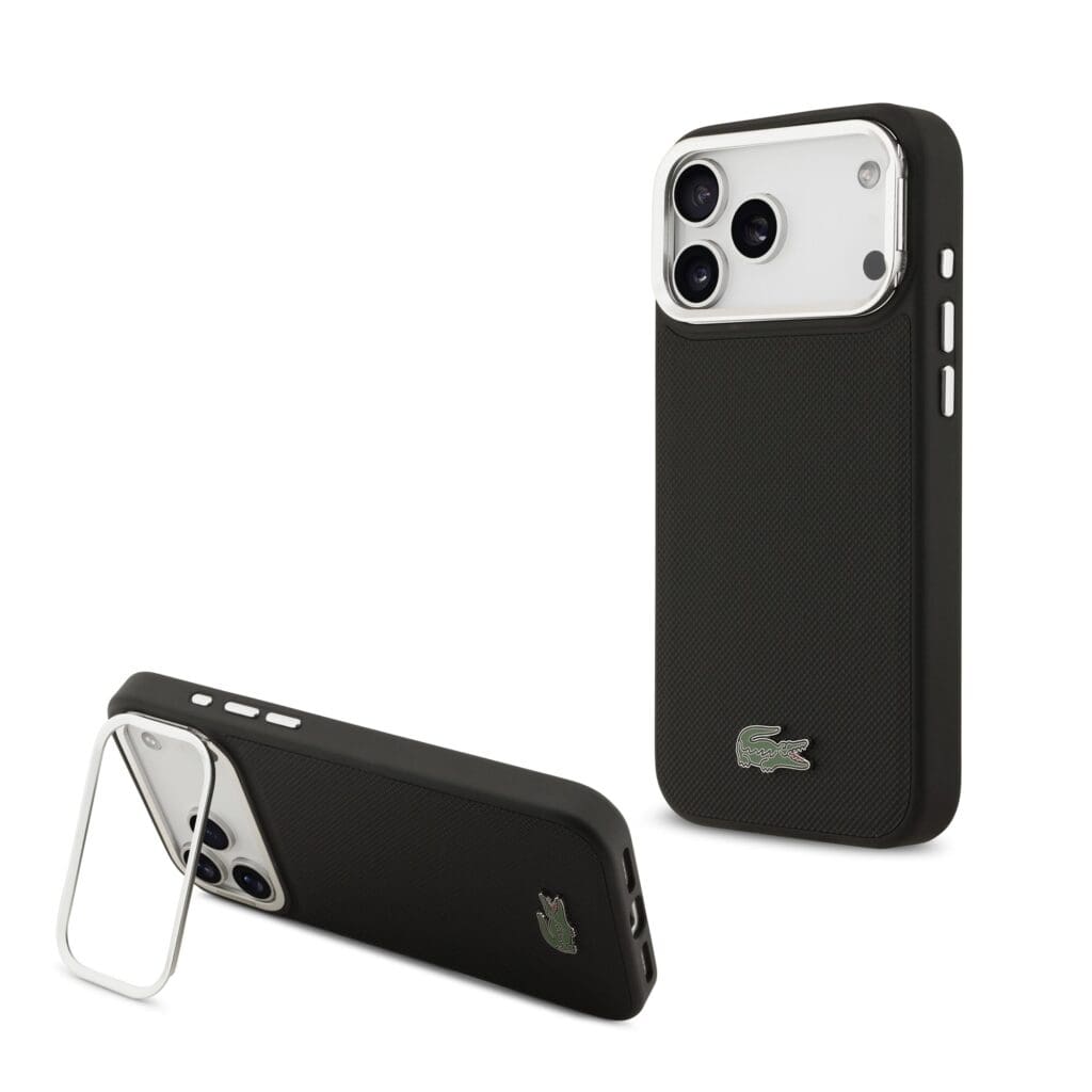 Lacoste Iconic Petit Pique Camera Stand MagSafe Black iPhone 17 Pro Max Tok