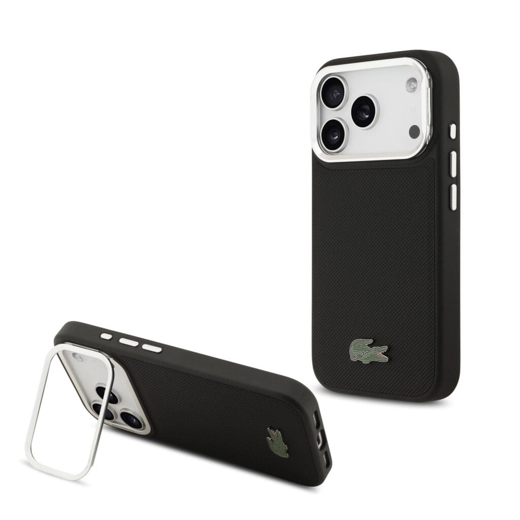 Lacoste Iconic Petit Pique Camera Stand MagSafe Black iPhone 17 Pro Tok