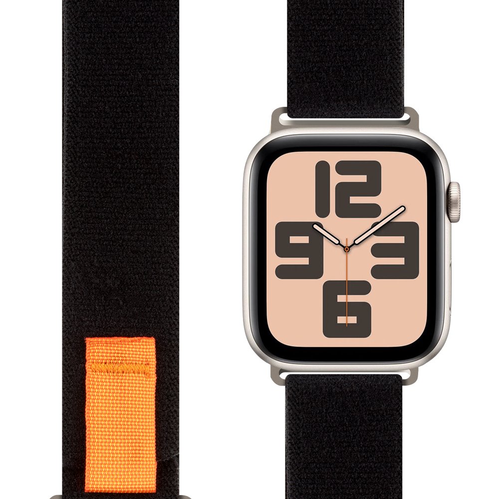 OBAL:ME Textile Band Apple Watch SE/11/10/9/8/7/6/5/4/3/Ultra 1/2/3 (44/45/46/49mm) M-L Black/Orange
