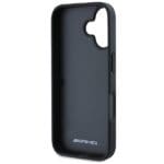 AMG AMHCP16SGSEBK Black Hardcase Leather Debossed Lines Black Logo iPhone 16 Tok