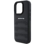 AMG AMHCP16XGSEBK Black Hardcase Leather Debossed Lines Black Logo iPhone 16 Pro Max Tok