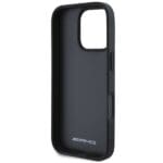 AMG AMHCP16XGSEBK Black Hardcase Leather Debossed Lines Black Logo iPhone 16 Pro Max Tok