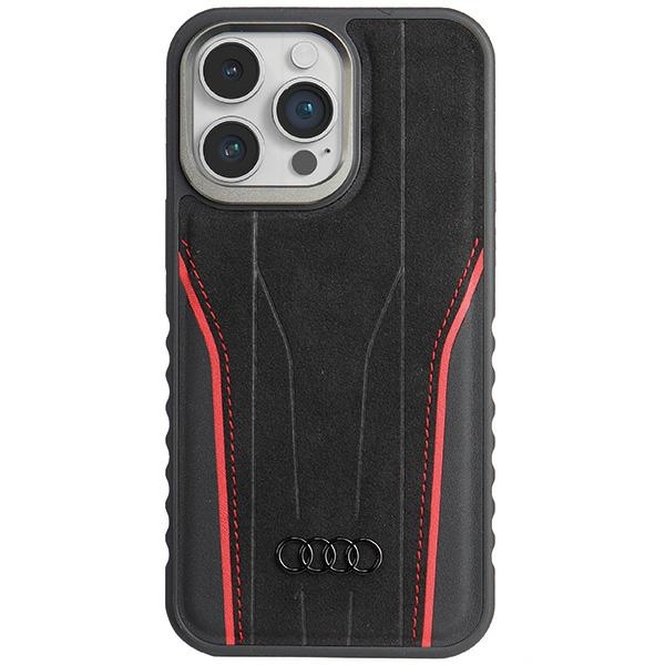 Audi Genuine Leather MagSafe Black-Red Hardcase AU-TPUPCMIP14P-R8 iPhone 14 Pro Tok