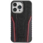 Audi Genuine Leather MagSafe Black-Red Hardcase AU-TPUPCMIP15P iPhone 15 Pro Max Tok