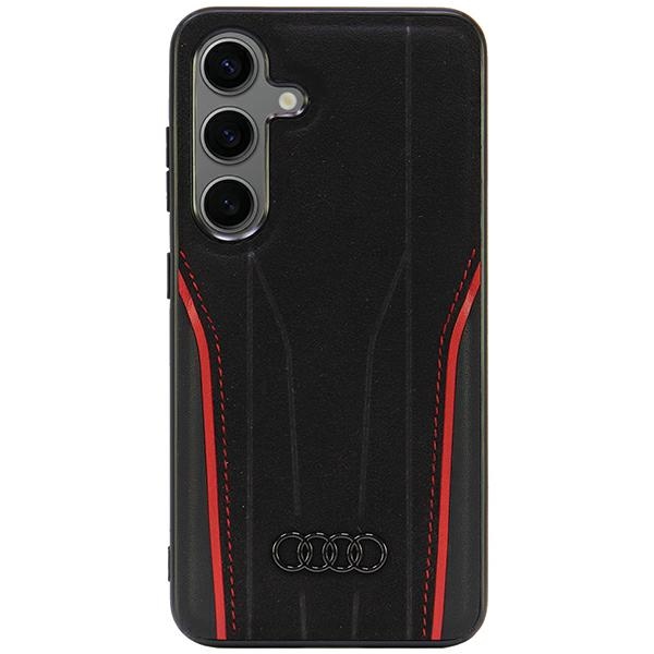 Audi Genuine Leather MagSafe S921 Black-Red Hardcase AU-TPUPC-R8/D3-RD Samsung Galaxy S24 Tok